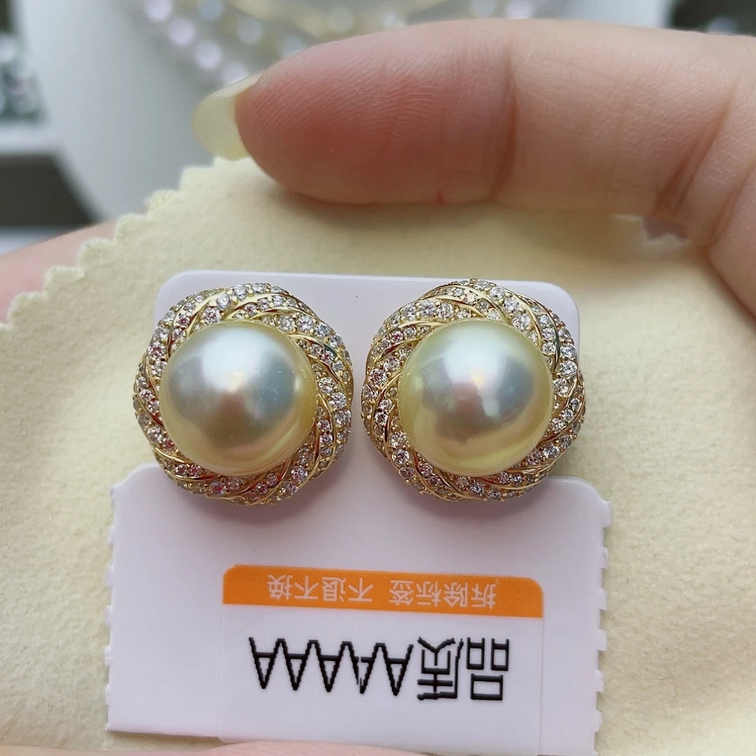 耳饰银S925镶嵌海水珍珠w37