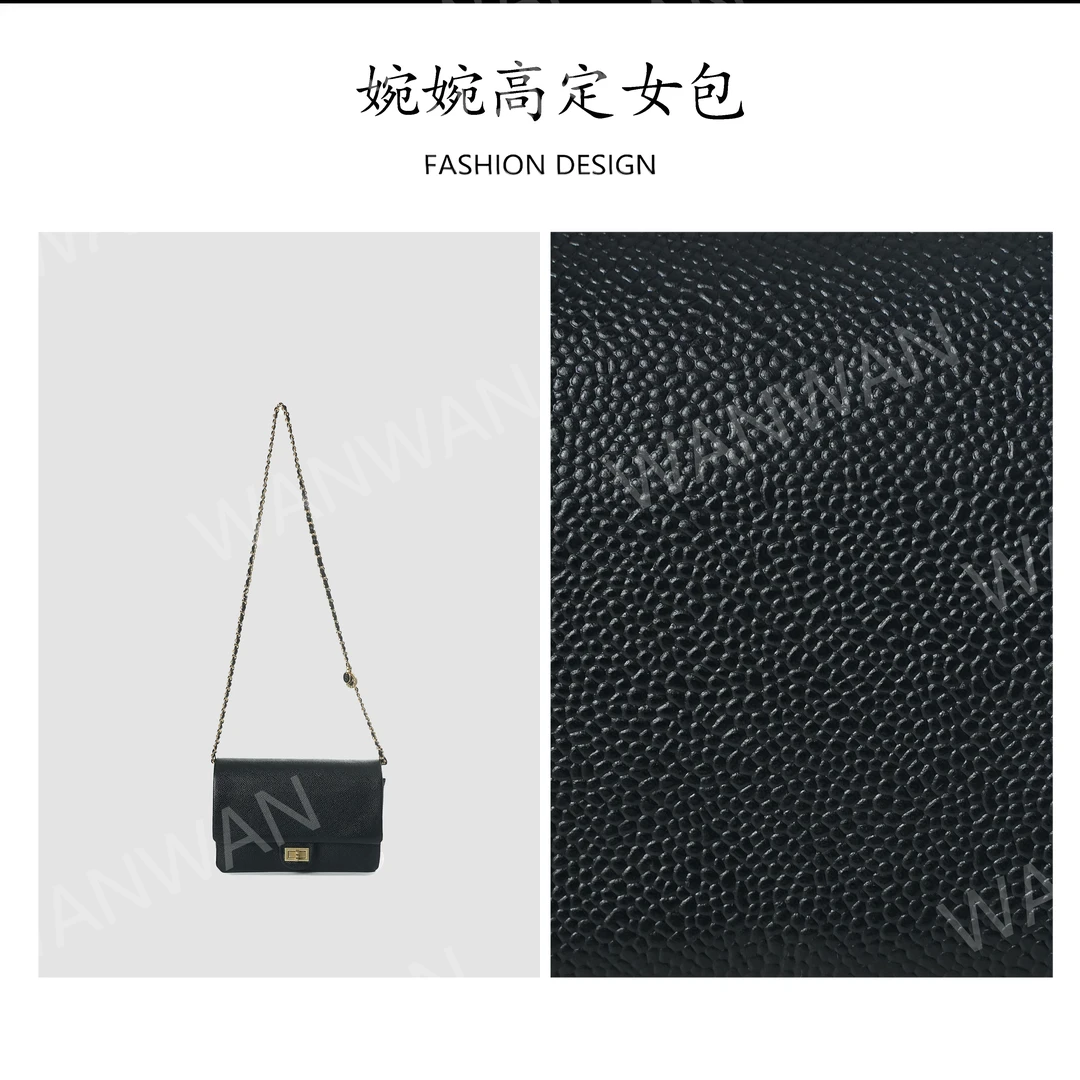 经典黑色通勤风单肩款时尚斜挎包斜跨休闲单肩BV2425-黑金扣小号