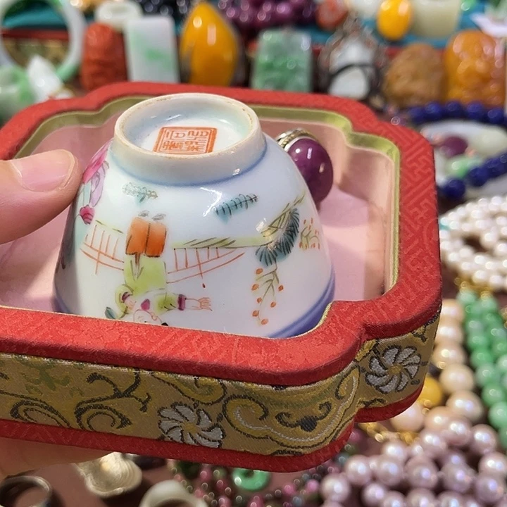 喜***麻青花手绘小主人杯