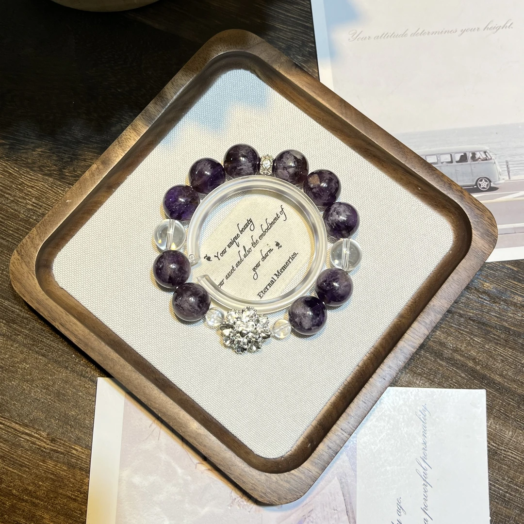 【臻水晶】BAC879天然紫兔毛白水晶手串高级轻奢多样性发其一