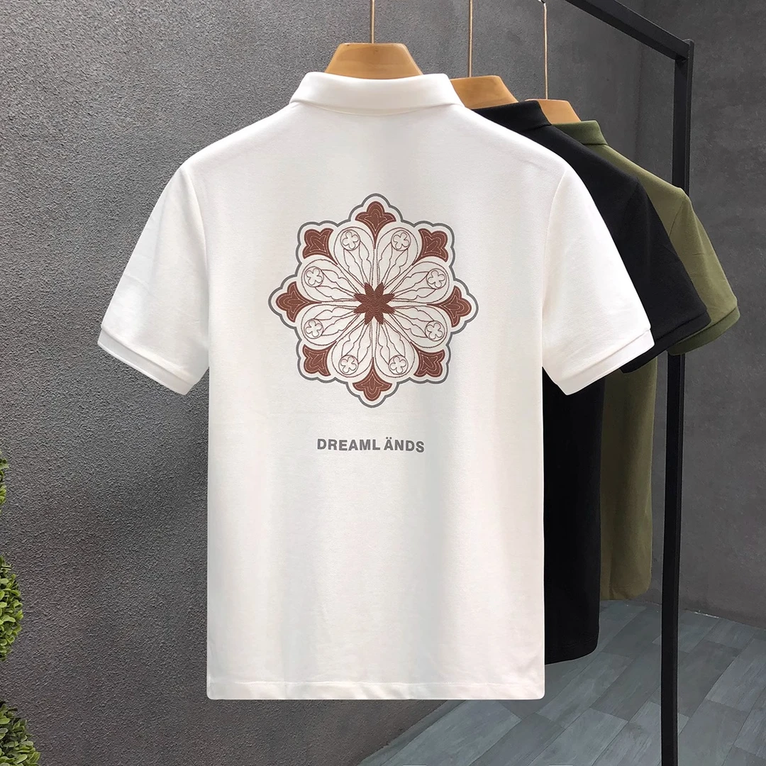 高级感个性高端短袖polo衫男生痞帅青年翻领t恤男士夏季带领半袖