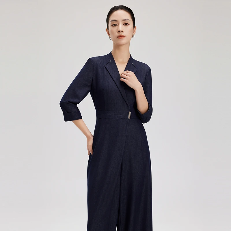 赢智尚2024夏新款牛仔小X型阔腿连体裤时尚复古简约ZX00239