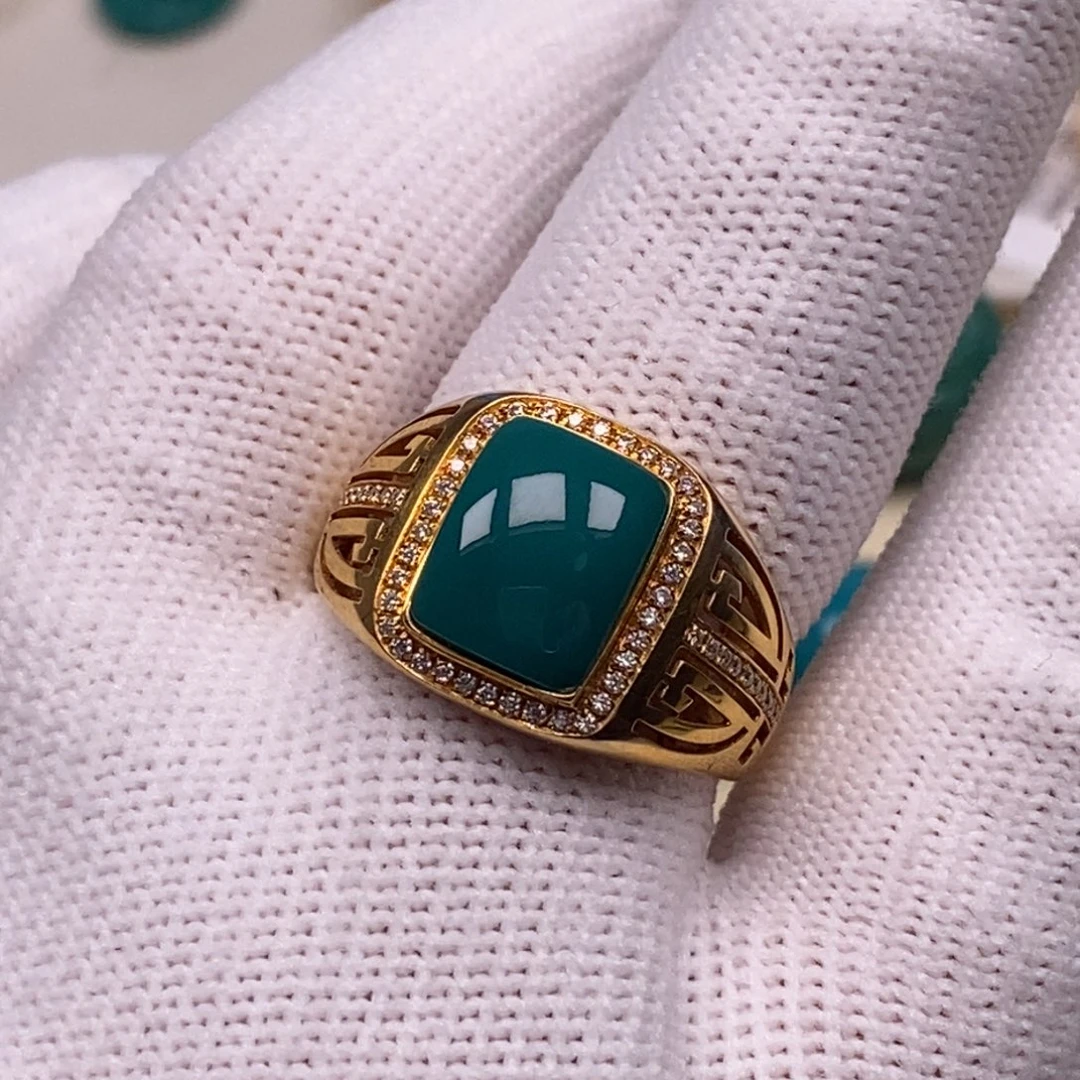 18K金镶嵌绿松石戒指538