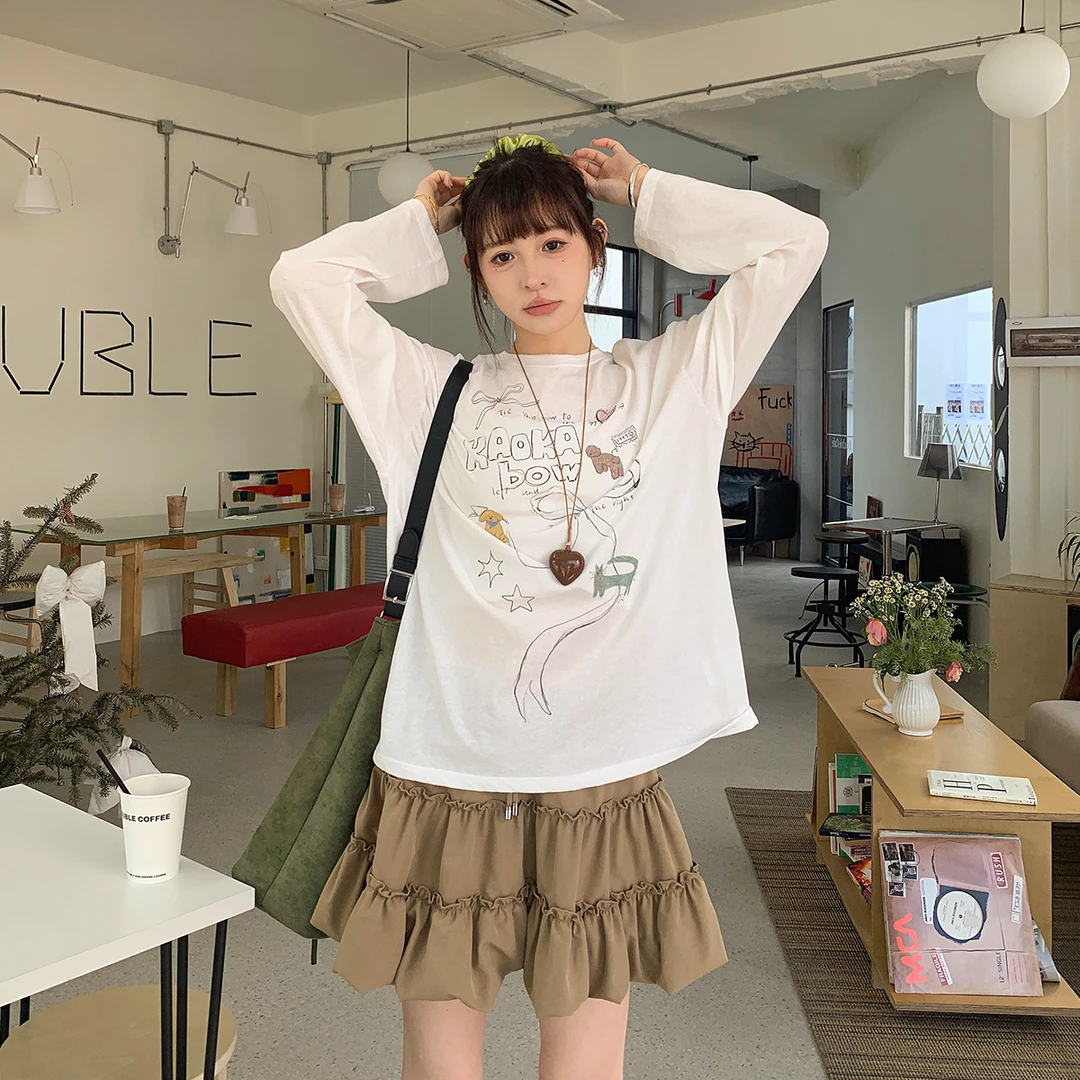 【吵吵家】 圆领T恤印花女夏季薄款防晒设计感上衣 45549
