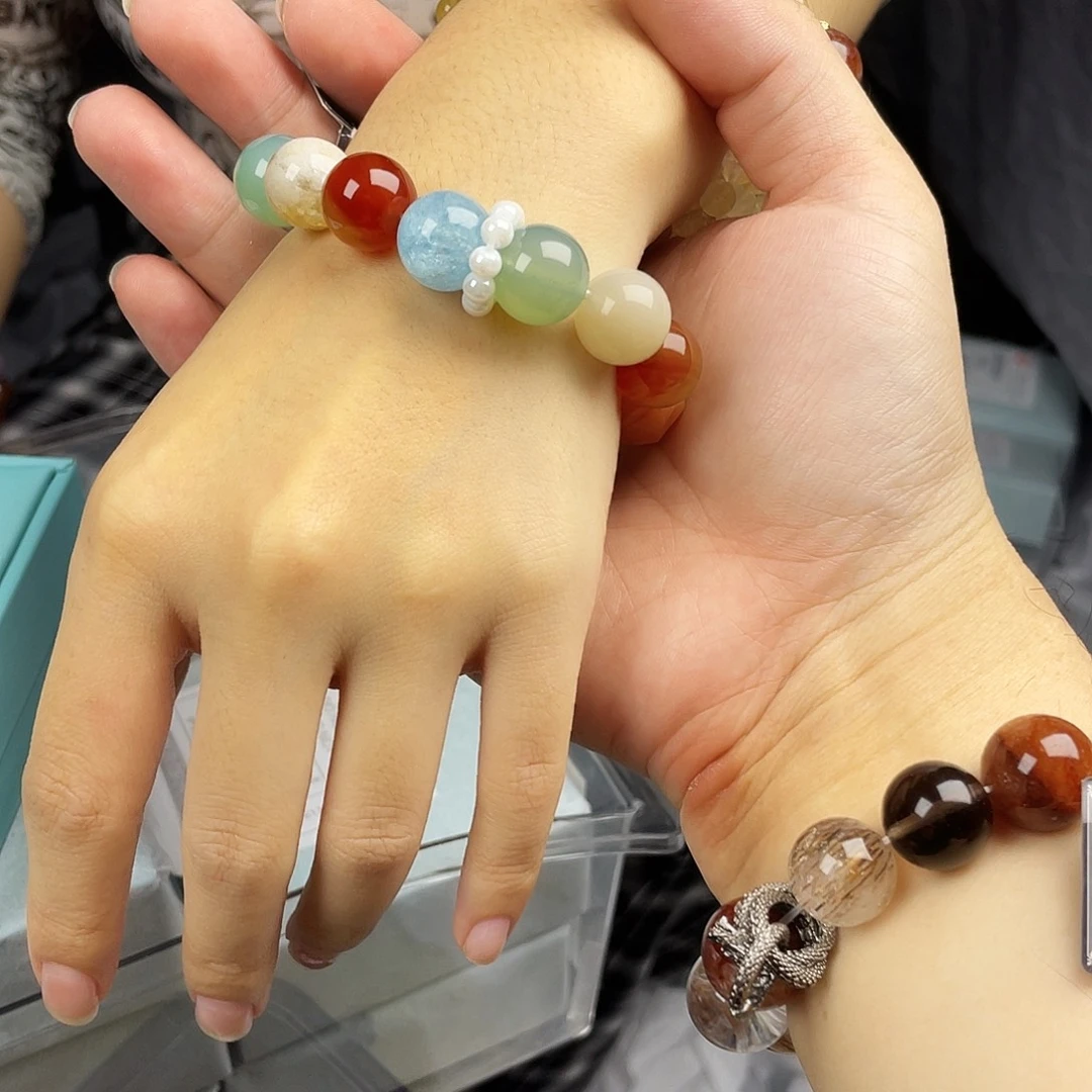 银S925镀金镶嵌水晶手串