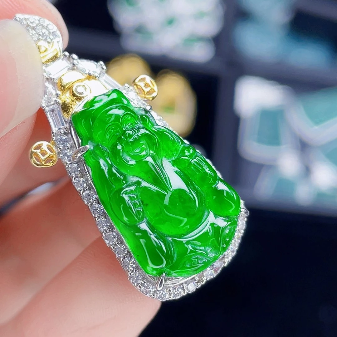 翡翠吊坠(不含链)银S925镶嵌