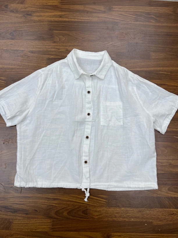 夏季新款双沙小翻领衬衫开衫百搭休闲减龄短袖上衣