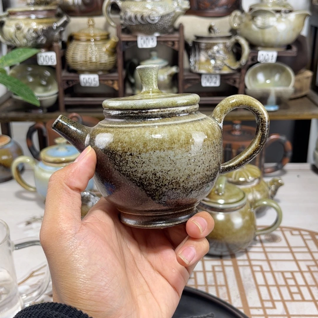 220cc白泥柴烧匏尊壶，古法传承裸坯柴烧