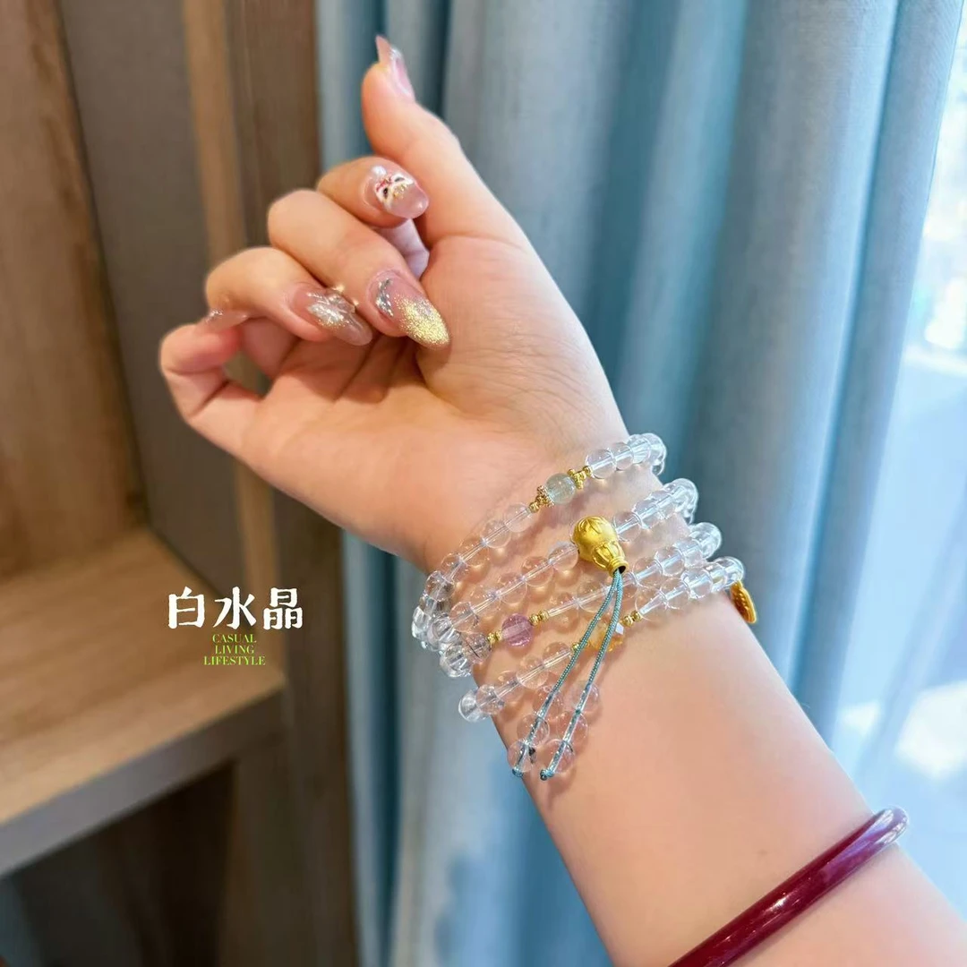 【十六珠宝】生生不息｜白水晶6mm设计款多圈D496多样性发一