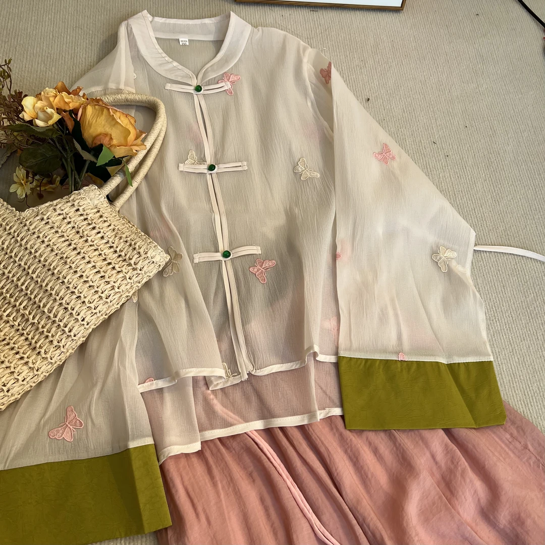 101粉蝴蝶【三里清风】国风盘扣上衣时尚显瘦外套新中式