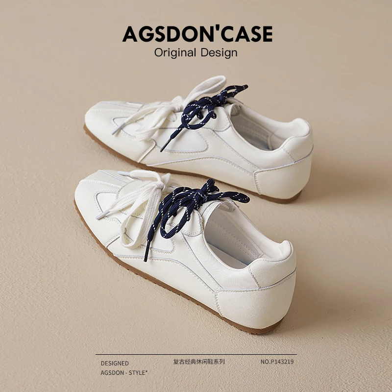 奥古狮登芭蕾德训鞋女2025春夏季百搭软底女鞋运动休闲女款小白鞋