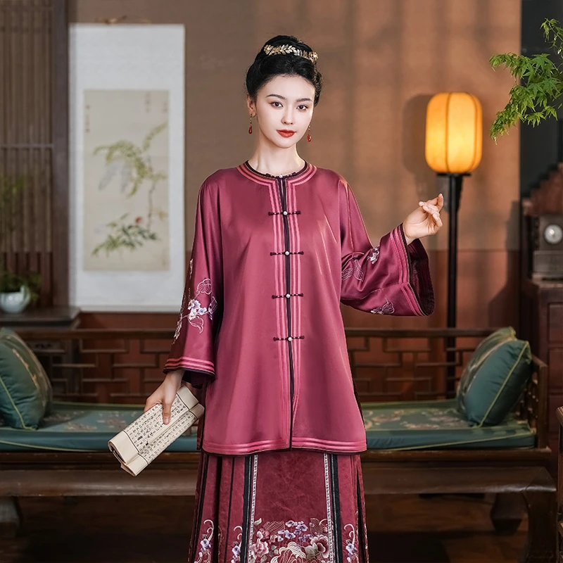 「桂香多露」丽古龙复古中国风手工设计感刺绣日常百搭对襟汉服上衣