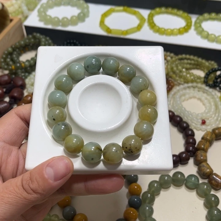 蛇纹石玉未镶嵌手链卡14