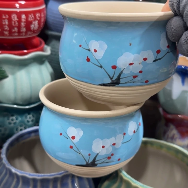 凑9块包邮，有孔，陶瓷花盆