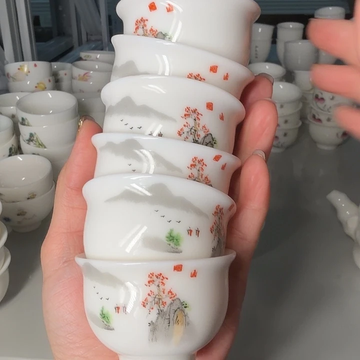 K***g孤品高端羊脂玉茶杯六个一组