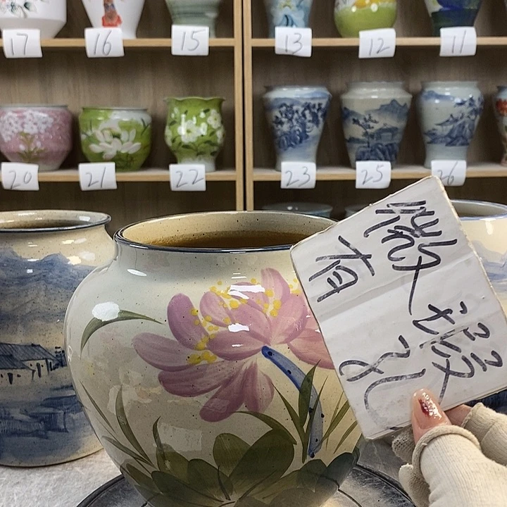 缸卡***姨13xc景德镇陶瓷花盆