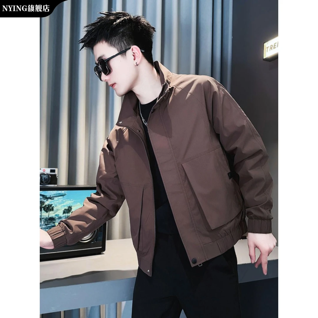 NYING工装大口袋夹克男潮牌痞帅立领男装上衣2025新款秋休闲外套