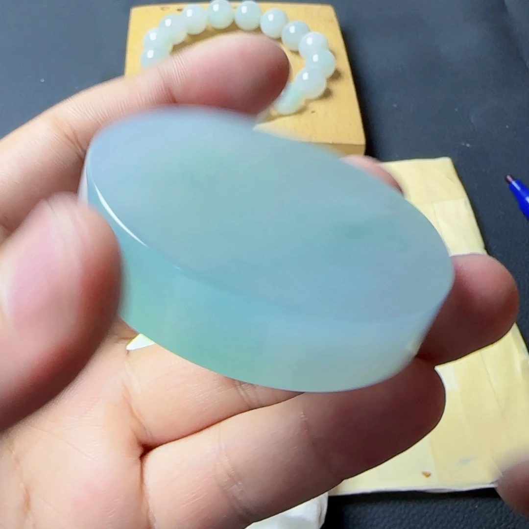 隔***茶翡翠9K金镶嵌脚饰