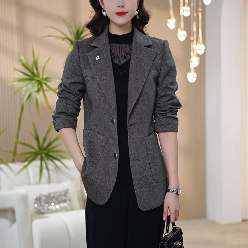 【莫瑞定制】洋气西装外套女2025年秋季新款百搭大码单排扣西服上衣