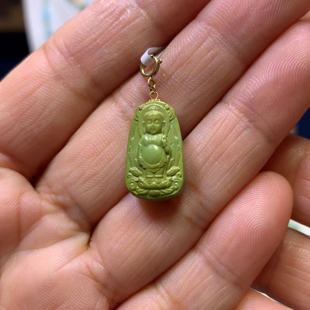 绿松石18K金镶嵌挂件