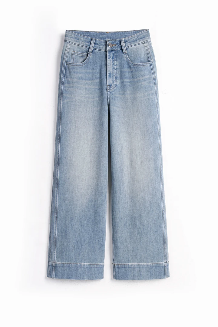 凉感垂顺丨夏日定制-宽松直筒牛仔裤女-夏季薄款弹力九分阔腿裤