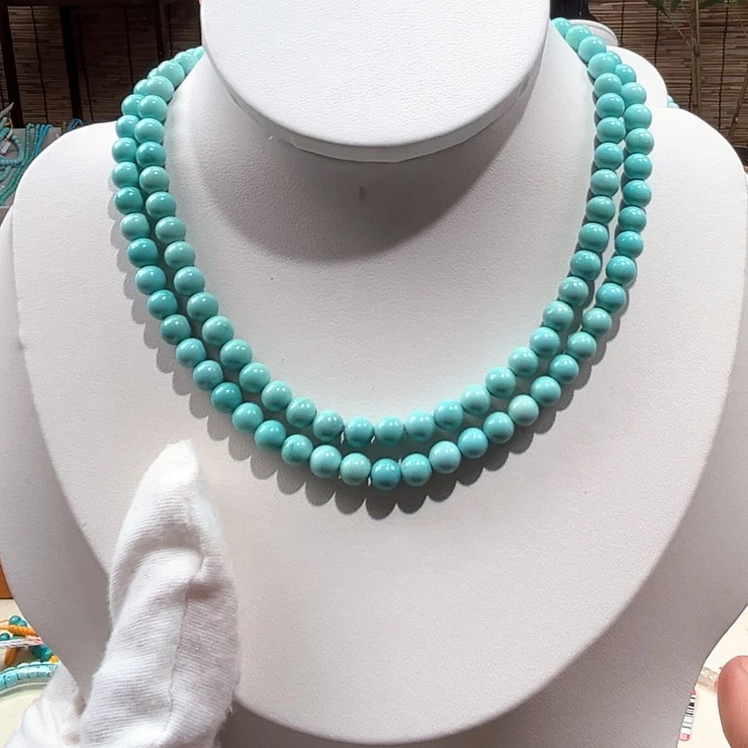 绿松石未镶嵌43圆珠108卡5+