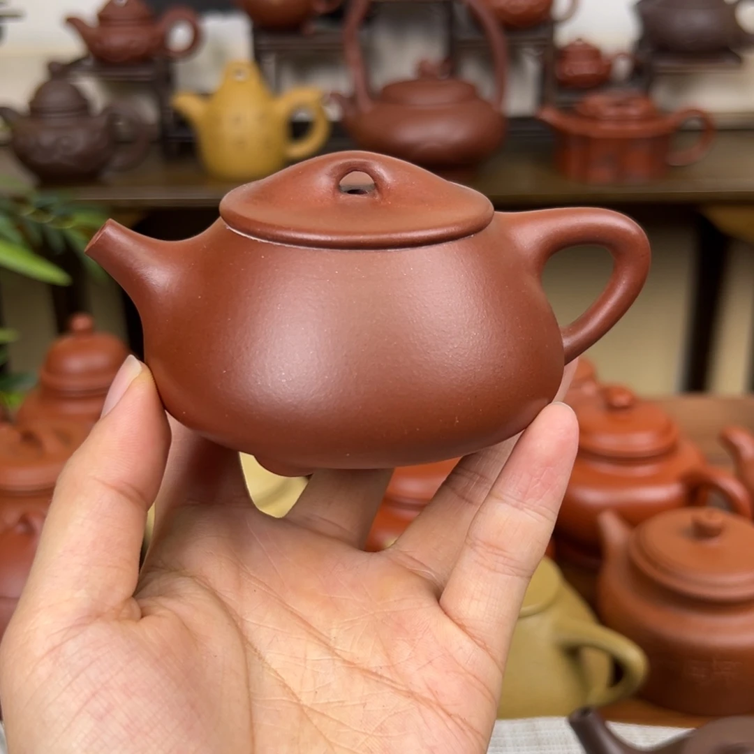 紫砂茶壶紫砂壶景州石瓢红皮龙150cc