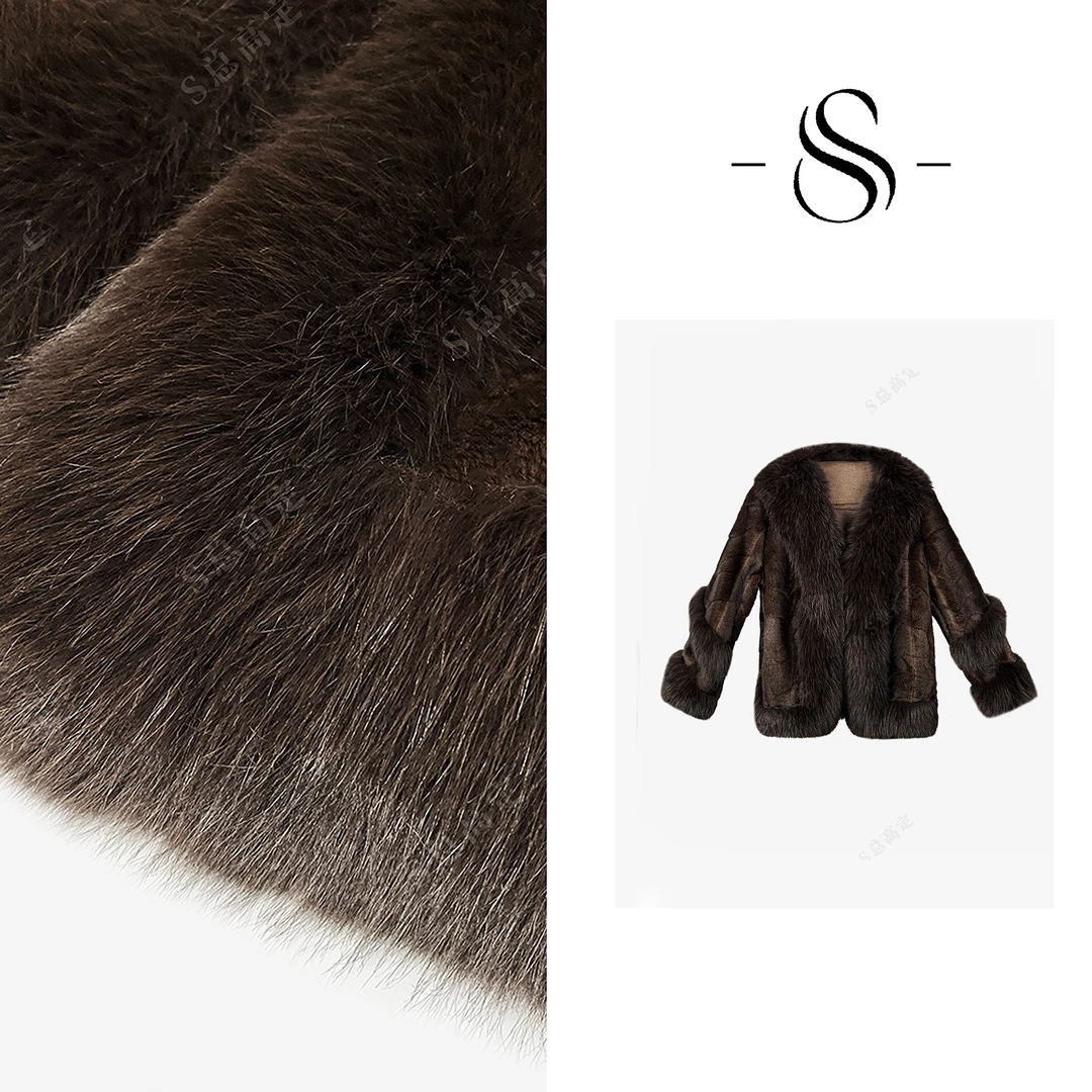 【莎总专属】冬季俄式新款高奢简约时尚拼接气质显瘦短外套D0218