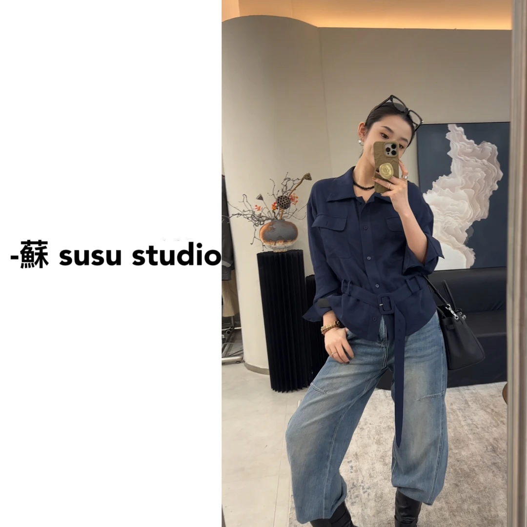 2025春季新款气质小众独特别致上衣休闲宽松长袖衬衫女装C25002