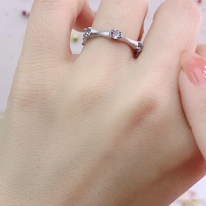 海蓝宝石戒圈银S925镶嵌