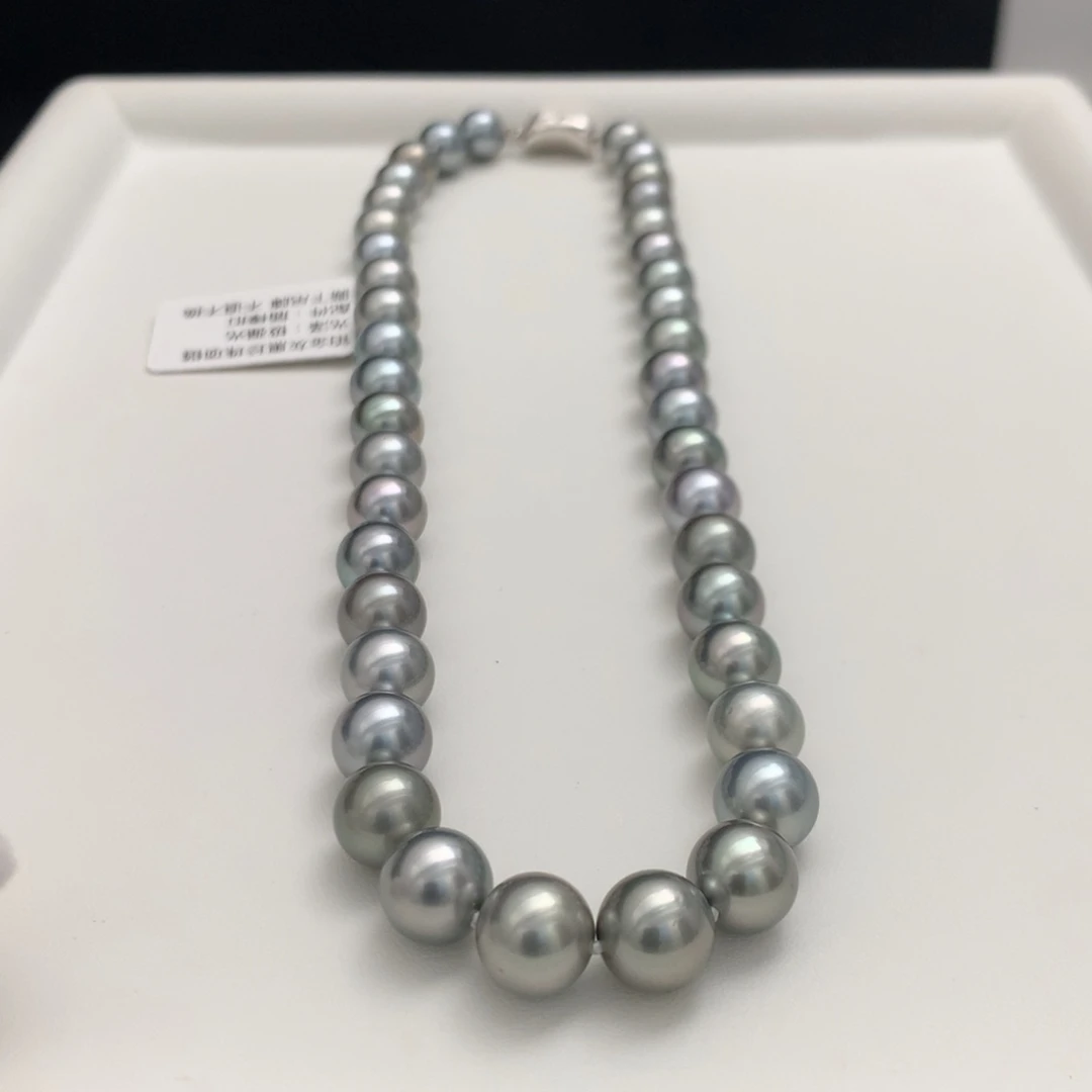 海水珍珠颈饰未镶嵌9-10.3mm铂金灰项链