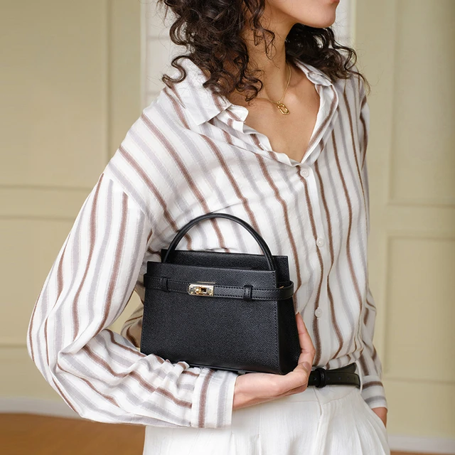 ELLE女包2025新款包真皮牛皮凯莉手提包包单肩包通勤斜挎包小方包