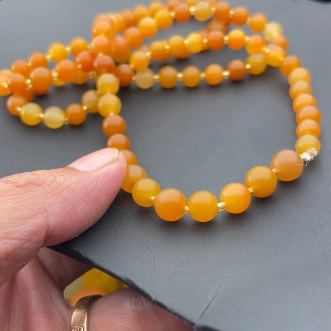 益***达石英岩玉未镶嵌黄蜡石链子