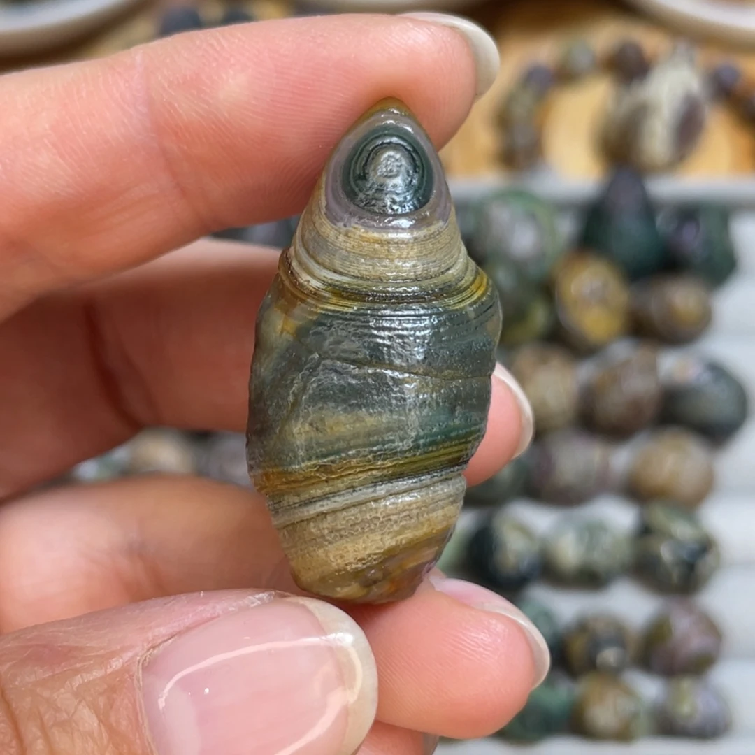 大理石非金属天眼螺眼睛石小把件挂坠