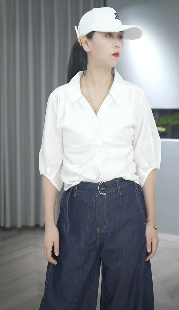 【衣长52-54】设计感短款修身时尚夏季简约潮流纯色时髦中袖上衣386