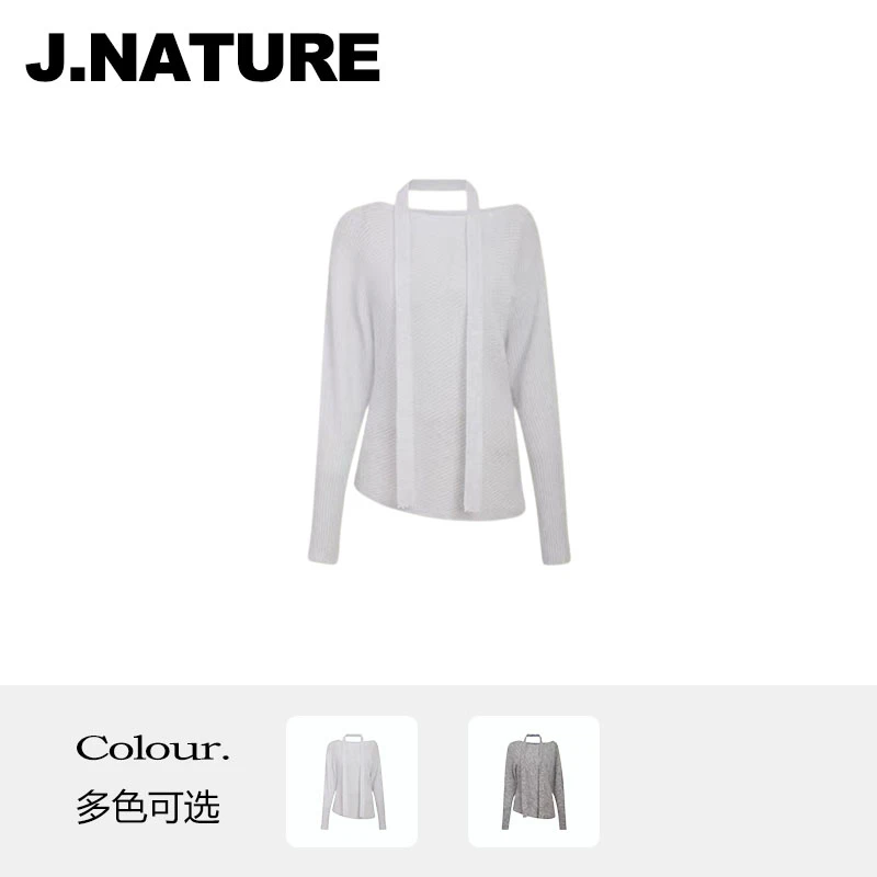 JUST NATURE ｜羊驼毛绵羊毛混纺一字领飘带毛衫 ZM073SWT014