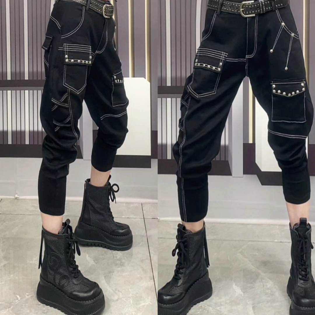 阿珍服饰店 新款时尚百搭牛仔弹力棉九分裤#00091