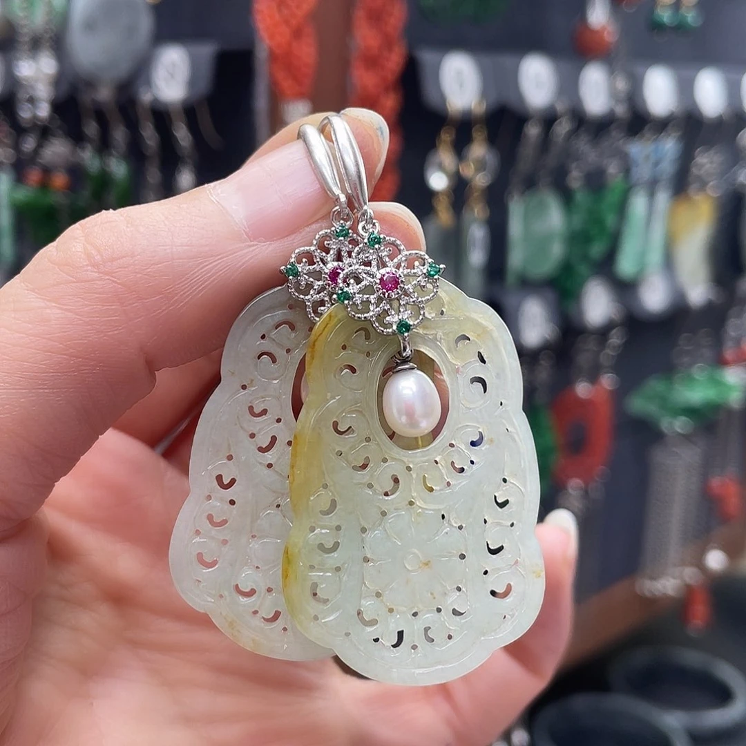 翡翠耳饰银S925镶嵌陌****fvbggh