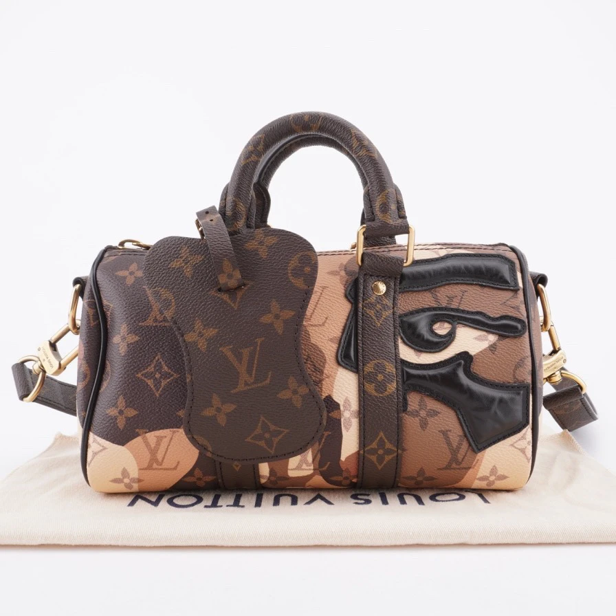 99新 LV 23限量秀款Keepall 25脸谱涂鸦系列斜挎包25/14 F452