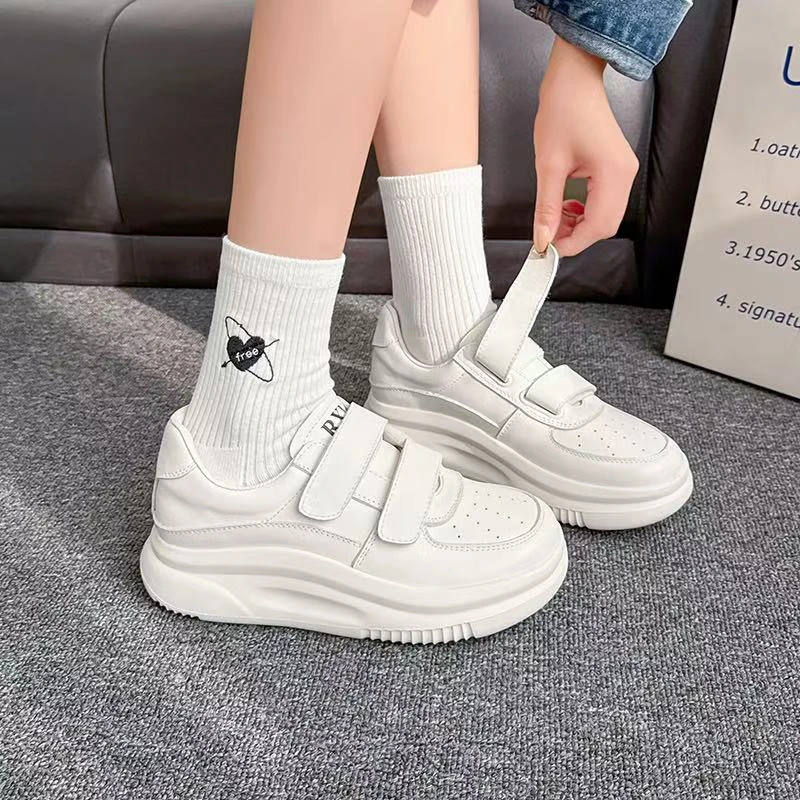 魔术贴厚底修闲鞋小白鞋女2025春季新款头层牛皮透气轻便休闲板鞋