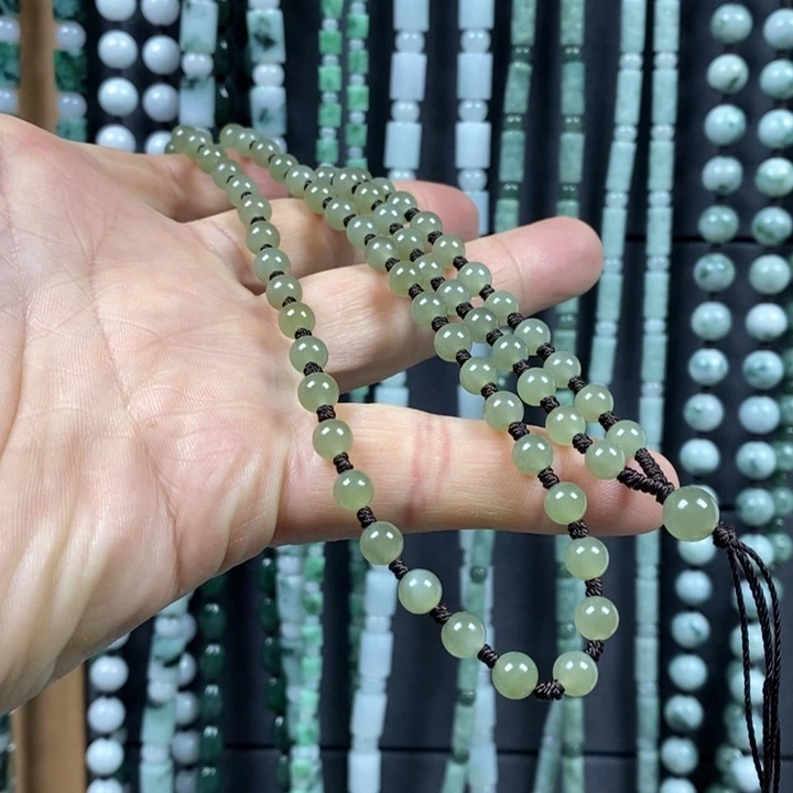 和田玉项链未镶嵌南*墨和田玉圆珠项链