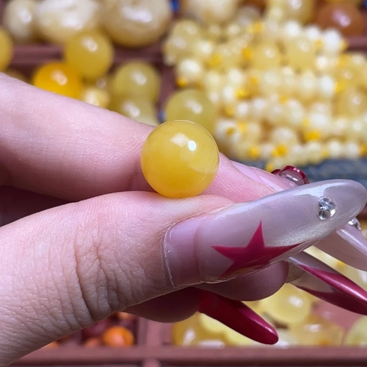 江***江蜜蜡未镶嵌珠宝奇石满蜡妖花圆珠