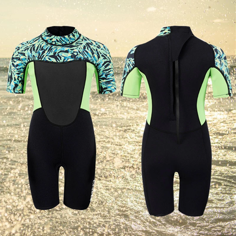 LAGCEN/2.5MM儿童潜水服加厚保暖连体印花男女潜水服冲浪水母泳衣