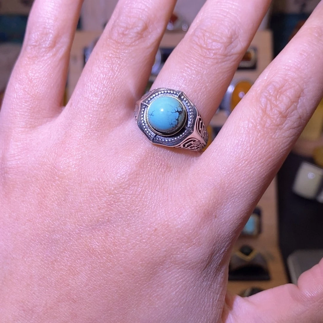 绿松石戒指银S925镶嵌丹****l