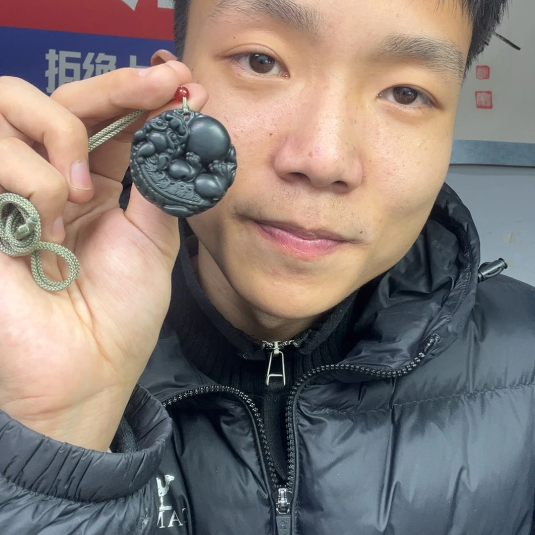 和田玉颈饰未镶嵌多样性新疆黑油青手工貔貅