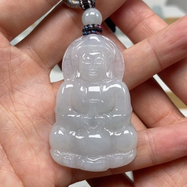 翡翠未镶嵌颈饰天然缅甸翡翠A货观音60号