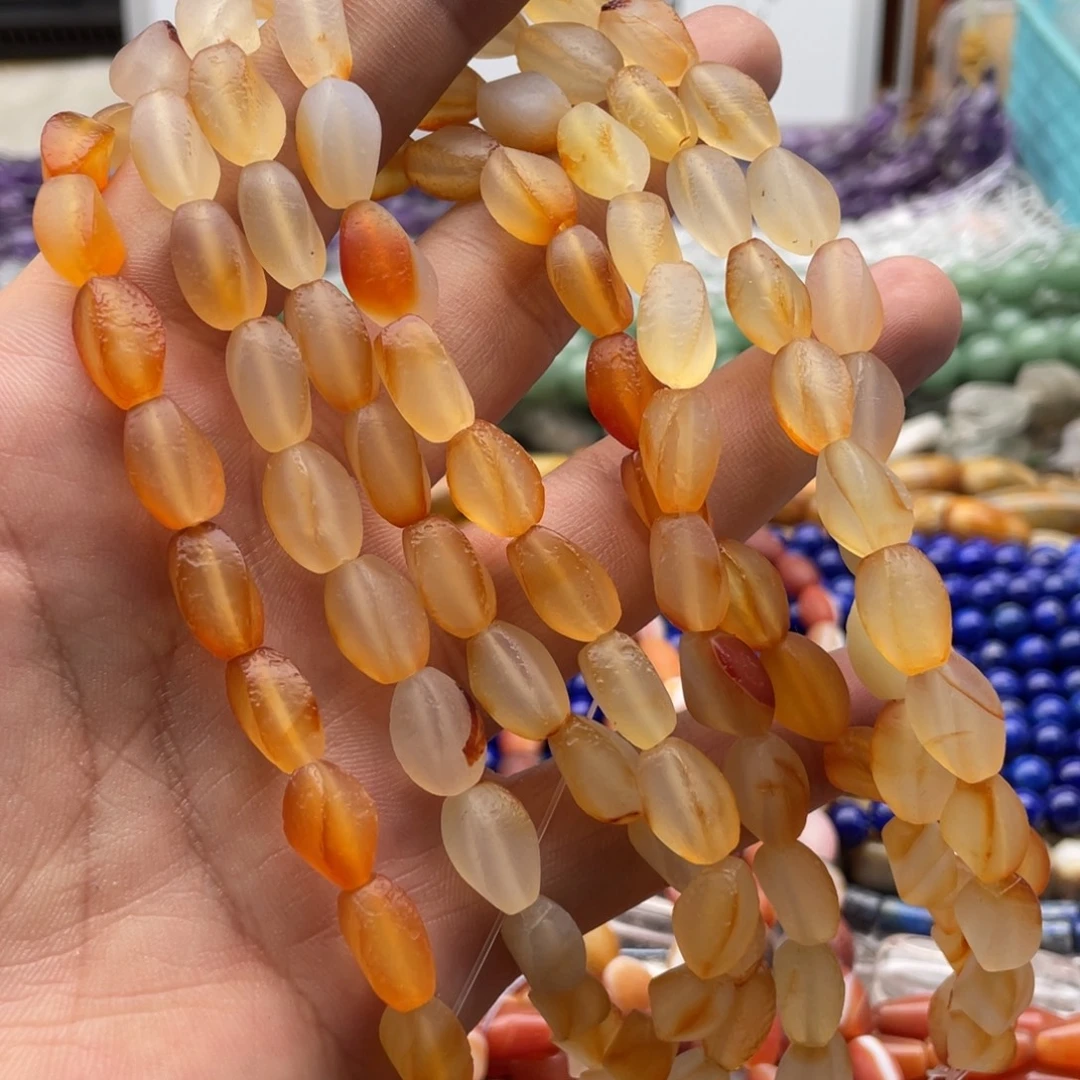 玛瑙/玉髓合金珠宝半成品一条装橘皮玛瑙纽珠7^12mm