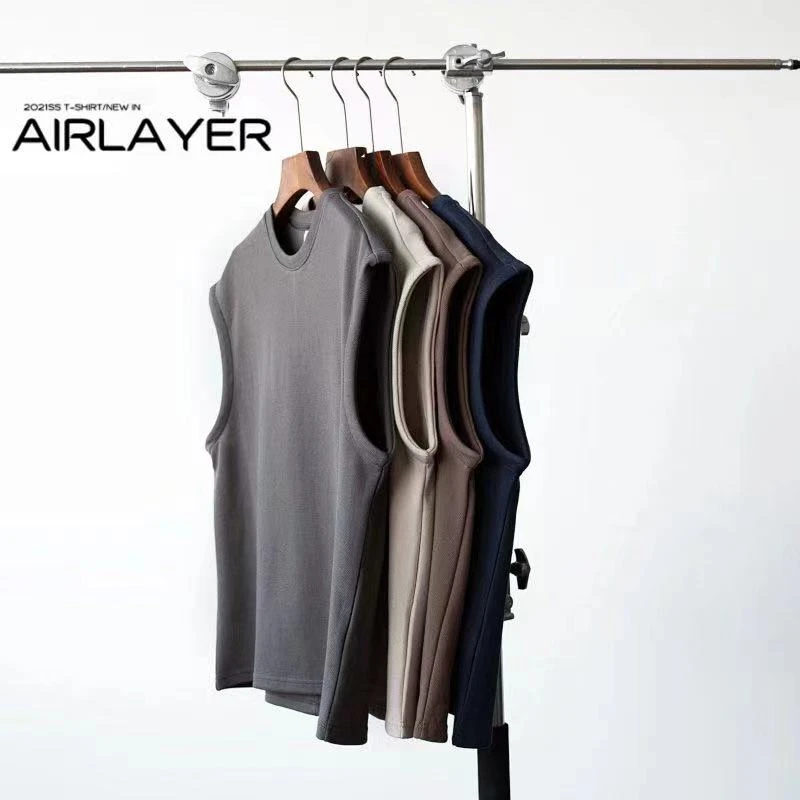 美式工装款重磅针织宽肩无袖纯色百搭休闲夏季男坎肩背心马甲8828