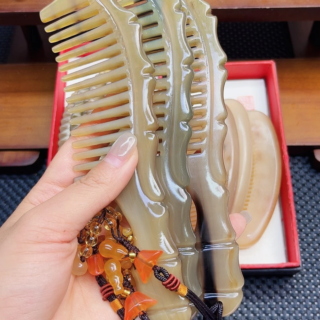 纯牛角手工制作牛角梳