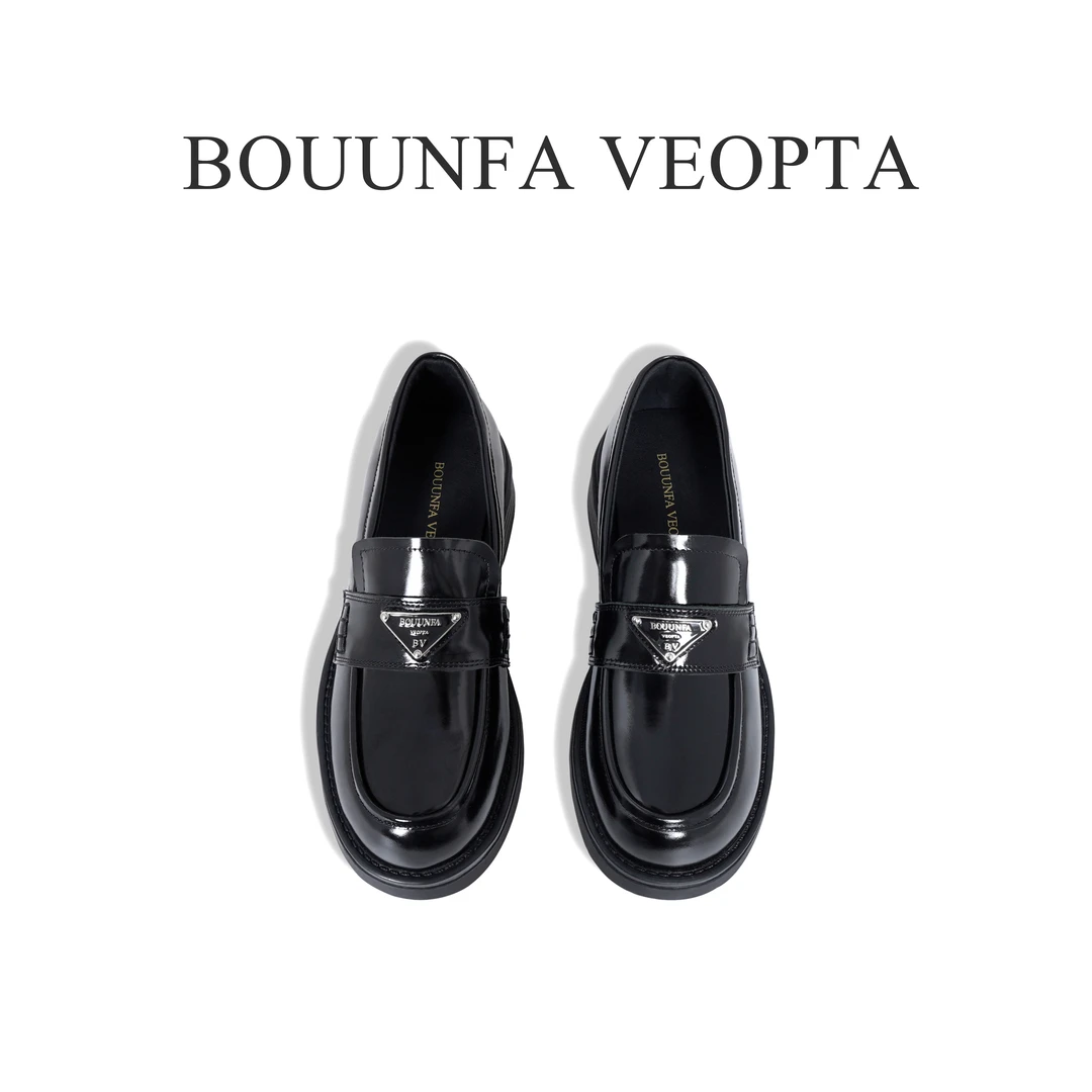 BOUUNFA VEOPTA【BV芯片】厚底乐福鞋百搭时尚真皮英伦风一脚蹬802